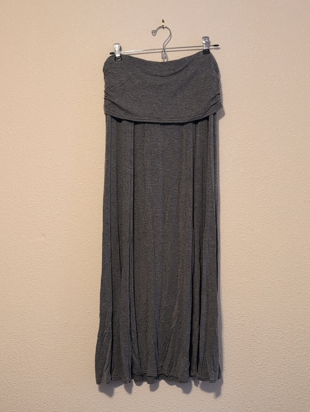 Max Studio Fold-Over Waist Maxi Skirt - Charcoal Gray